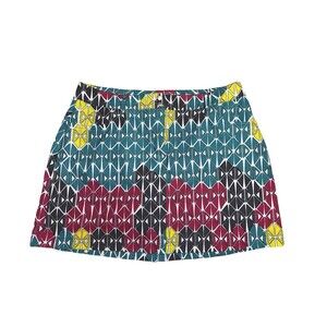 Slazenger Womens Geometric Golf Skort Turquoise Yellow Pink Pockets Size 8